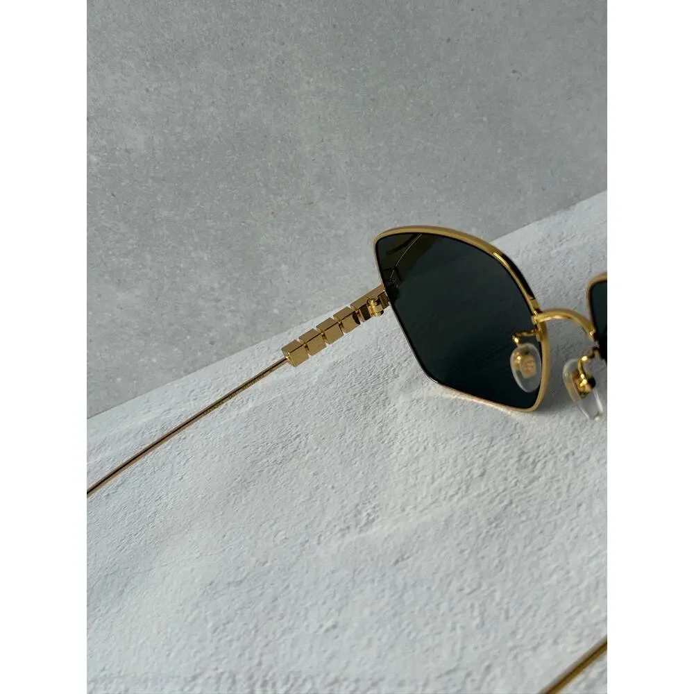 NEW Gucci GG1434S Gold Metal Shield Grey Lens Sunglasses